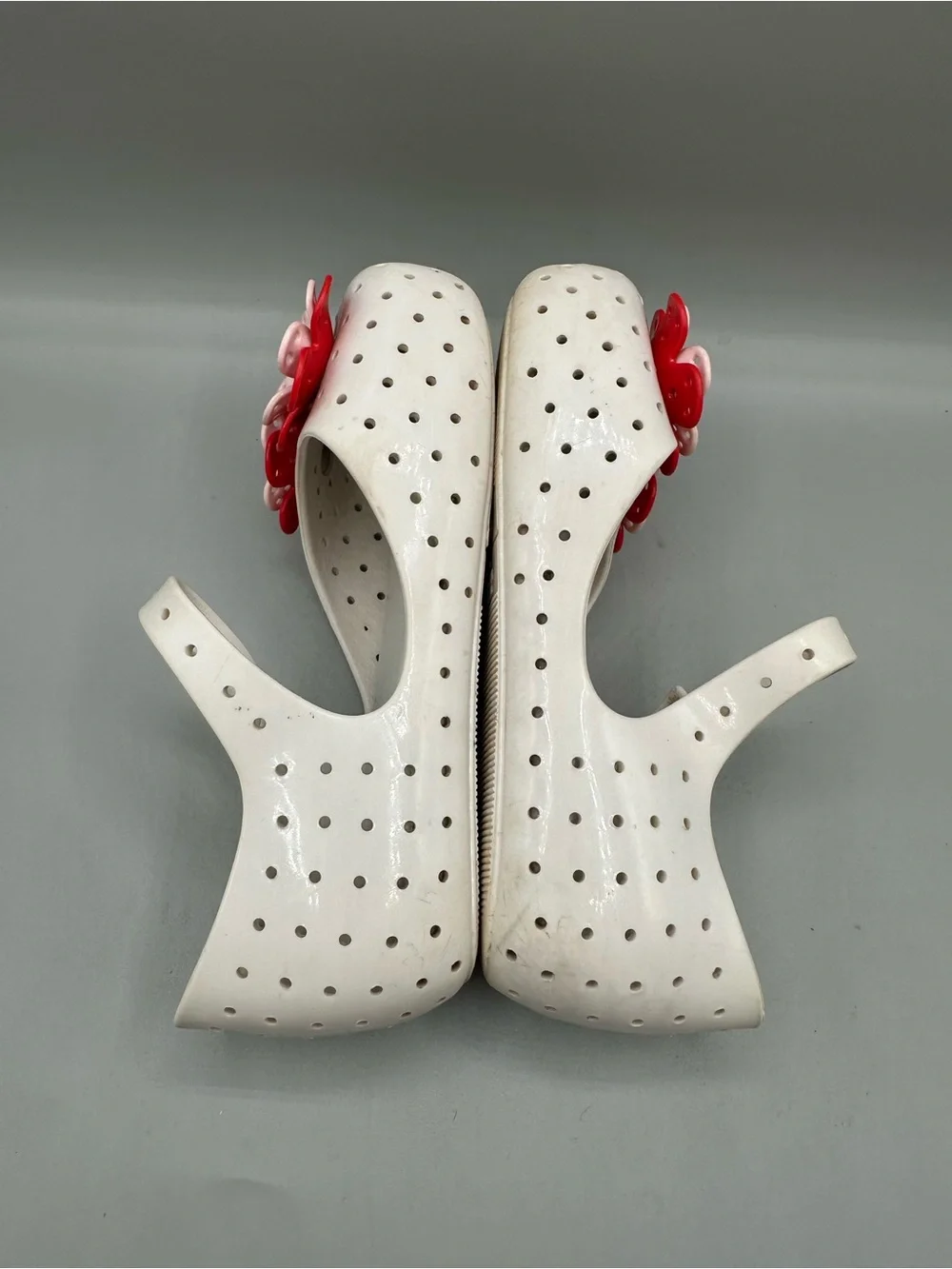 Mini Melissa Furadinha XII Mary Jane Jelly Flats Girls 10 White Floral